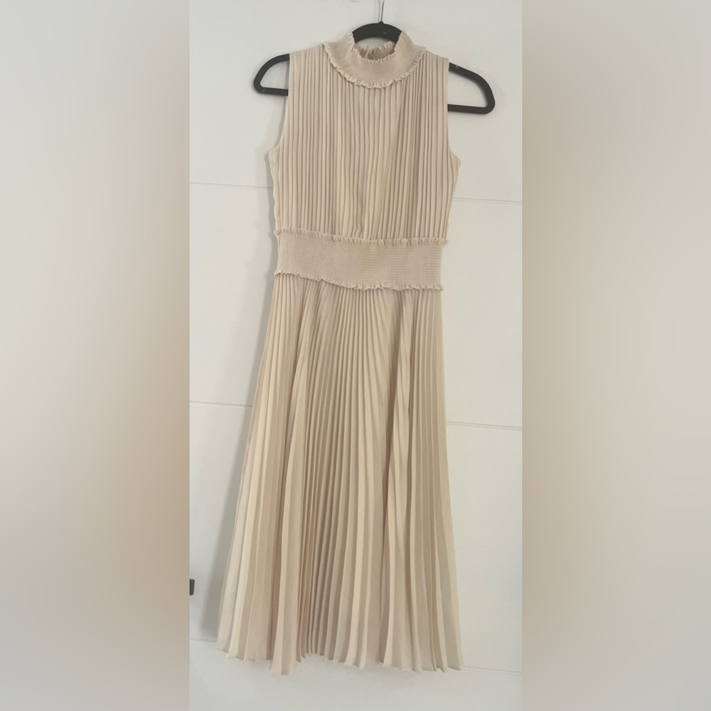 NWOT Nanette Lepore High Neck Pleated Maxi Dress, Women’s Ivory Size 6 Dress